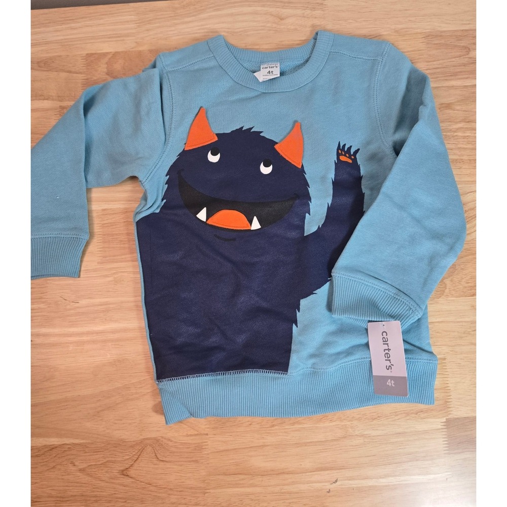 Carter's Boys 4T Blue Monster Graphic Sweatshirt NWT